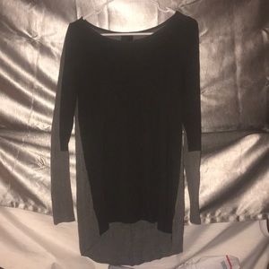 Long sleeve top, light and dark grey block pattern